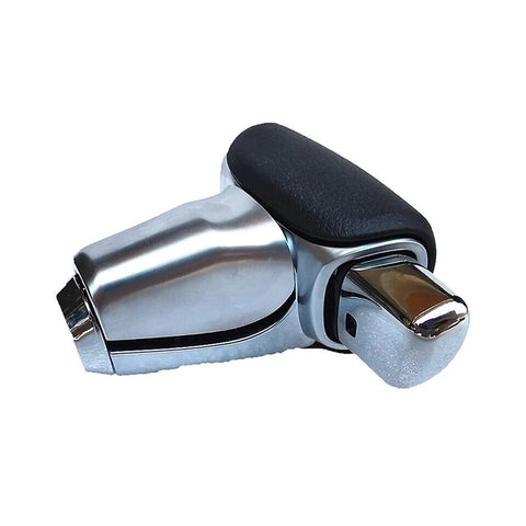 Must Have Car Shift Knob Repair Kit With Premium Leather Wrap For 2017 To 2021 Models Like Honda Civic. Fits Part Numbers 54131 TLA L63 And L41 Easily. Upgrade Your Transmission Stick Handle Instantly Without Messy Tools Or Complicated Steps Today Vroom. silver and black leather automatic shift knob repair kit, angled side view