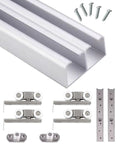 Heavy Duty Sliding Door Hardware Kit Bypass Track System For Double Barn Doors Built Tough Stainless Steel Rollers Nylon Wheels, components layout.