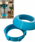 Leak Proof Reinforced Locking Base For Frozen Concoction Makers, Pitcher Bottom Cap Replacement in blue with blender setup