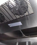 Inside view of the cooling system of the Rock Solid 82 Inch Wide Commercial Reach In Freezer With Three Doors And 72 Cubic Feet Capacity Stainless Steel Pro Kitchen Workhorse.