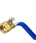 Heavy Duty Brass Ball Valve With Lever Handle For Copper Plumbing Tap, half inch to two inch threads, with blue lever.