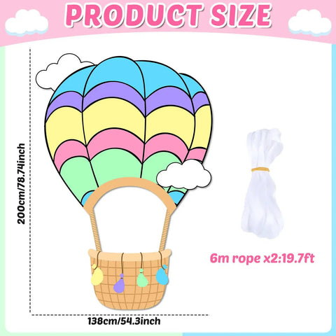 Party Ready Hot Air Balloon Photo Prop Backdrop For Travel Theme Parties And Photo Booths, Colorful Balloon Decor