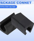 16 Piece Black Office Chair Leg Caps With Nails Smooth Glide Floor Protectors Fitting 0.47 Inch Metal Tubes in black color.