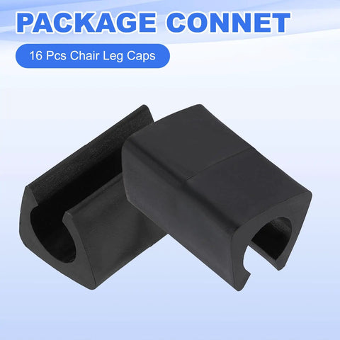 16 Piece Black Office Chair Leg Caps With Nails Smooth Glide Floor Protectors Fitting 0.47 Inch Metal Tubes in black color.