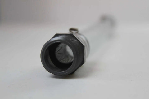 Close-up of the Clear 15 Inch Gas Can Spout Kit with PVC Tube, Rubber Hub, Stopper Cap and Vent Plug, Three Quarter Inch Standard Thread