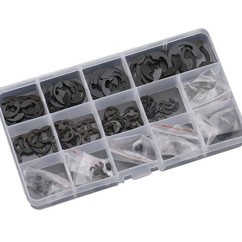 Pro Grade External And Internal Retaining Circlips Kit With Pliers Shaft Collar Washer Set Black Steel C Type E Ring Assortment