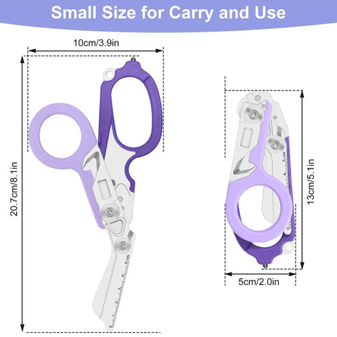 Six In One Heavy Duty Emergency Trauma Shears With Window Breaker And Multi Tool Scissors Oxygen Can Opener Knife Saw Scale For Outdoor Adventures Survival Gear, 10cm foldable