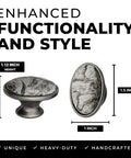 Solid Set Of Twenty Antique Silver And Gray Marble Oval Ceramic Cabinet Knobs Serving Dope Vintage Vibes That Will Level Up Your Kitchen Bedroom Or Bathroom Vanities Today, 1.12 inch height and 1.5 inch diameter.