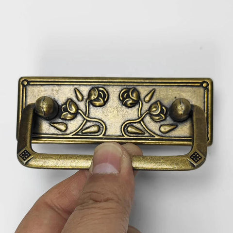 4 Pack Antique Brass Bail Drawer Pulls 2.5 Inch Drop Swing Handles 64 mm Centers Cabinet Knob Hardware Zinc Alloy Back Plate 3 3/4 x 1 1/4 Inches