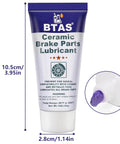 Pro Grade High Temp Brake Caliper Grease For Disc Brakes, 2 Pack 1oz Each, front view of tube with dimensions.