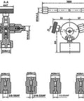 Technical diagram of Hydraulic Nitrogen Pressure Test Set And Accumulator Charging Kit with dimensions and 7 couplings.