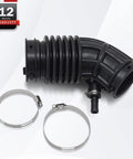 Air Intake Hose With Clamps For 2007 2013 Nissan Altima 2.5L 4 Cylinder Engine OE 16576JA000 Replace 696085 Easy Install Restores Performance And Fuel Economy, shown with 12-month warranty badge.