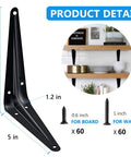 Beefy Heavy Duty Black Metal Shelf Brackets Set Of 20 6 Inch By 5 Inch Open L Shaped Wall Braces for wood shelves and screws