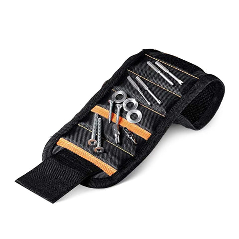 Magnetic Wristband For Holding Screws Nails Drill Bits Bolts And Small Tools Breathable Mesh Arm Band With Strong Magnets Ideal For Construction DIY Mechanics Roofers And Handy Men And Women, black mesh wristband holding screws and drill bits