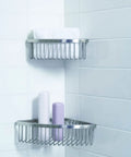 Big Corner Shower Basket in Polished Stainless Steel Corrosion Resistant Durable Bathroom Organizer With Mounting Hardware Included