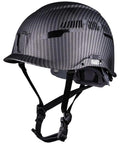 Vented Class C Safety Hard Hat With Carbon Fiber Style Graphic, Removable Chin Strap, Adjustable Vents, Durable PC ABS Build
