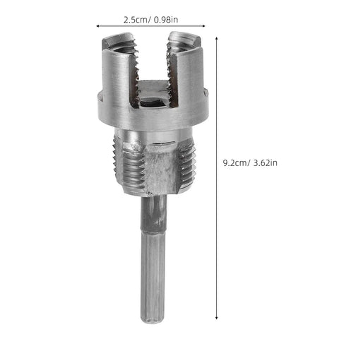 Mikinona Universal PPR Pipe Threading Tool Electric Drill Driver with steel chaser, 9.2cm long and 2.5cm wide, for pipe threading.