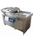 No Sweat Heavy Duty Double Chamber Vacuum Food Sealer Automatic Commercial Packaging Machine Stainless Steel with open lid.