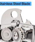 Close-up of Heavy Duty Stainless Steel Smooth Edge Manual Can Opener And Bottle Opener With Oversized Handheld Turn Knob