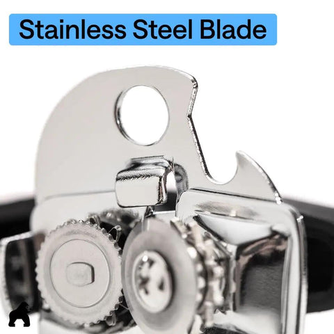 Close-up of Heavy Duty Stainless Steel Smooth Edge Manual Can Opener And Bottle Opener With Oversized Handheld Turn Knob