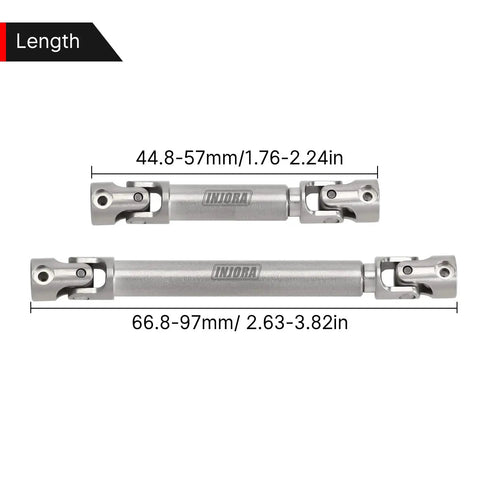 Stainless Steel D Shaped Drive Shaft for SCX24 Gladiator Power Wagon Upgrade with Tight Connection and Realistic Scale Joint for Rugged Trail Crawlers Not Compatible With SCX24 Deadbolt, 44.8-97mm length