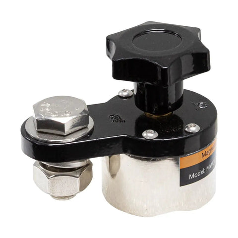 Heavy Duty 300 Amp Magnetic Welding Ground Clamp With On Off Switch, metal construction, front view
