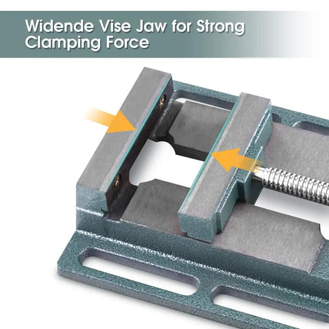 Built Tough 6 Inch Drill Press Vise Cast Iron Bench Clamp Featuring Precision Guide Rods for strong clamping and milling tasks.
