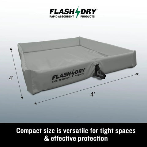 Portable Spill Containment Berm 4 By 4 Folding Tray For Oil Fuel And Chemical Spills Reusable UV-Resistant PVC shown flat
