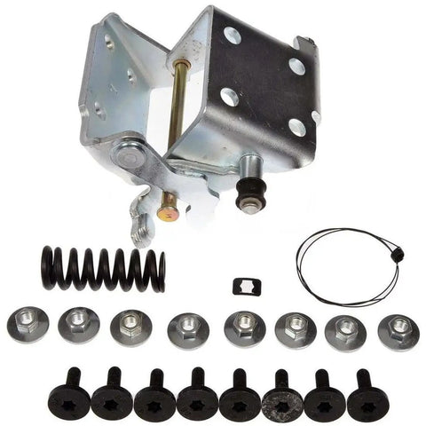 Heavy Duty Front Left Upper Door Hinge Replacement For Chevy Suburban Blazer And Cadillac Escalade Built Tough, metal hinge assembly with screws and spring.