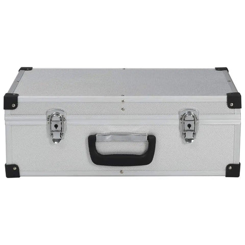 Front view of Hard Shell Aluminum Tool Case 18.1 By 13 By 6.3 Inch With 6 Adjustable Compartments And 17 Pockets, portable tool organizer
