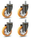 Heavy Duty Swivel Caster Wheels With Dual Lock Brake System Four Pack M20 Stem 150 Millimeter Rubber Treads for smooth mobility