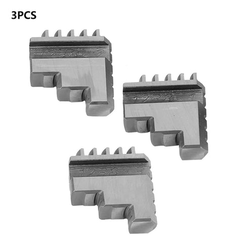 Bulletproof Three Piece Inside And Outside Jaw Chuck Set Featuring Self Centering Grip For Lathe Machining Precision Metalworking Tools, 3 metal jaws.