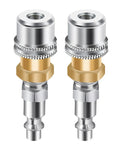 Locking One Quarter Inch FNPT Closed Flow Brass Tire Air Chuck Twin Pack With Quick Connect For Inflator Gauge And Compressor Accessories Leak Free Shutoff Durable Build High Pressure Sealing