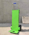 Heavy Duty Electric Stair Climber Hand Truck Workhorse For Moving Heavy Objects With Aluminum Alloy Frame Lightweight Yet Rugged S Shaped Support Arm Up Stairs Appliances And Boxes, green front view