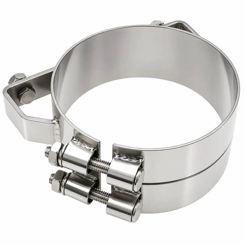 Six Inch Stack Mounting Bracket For Aerocab Universal Exhaust Systems Polished Stainless Steel Wide Two Bolt Clamp Durable Corrosion Resistant