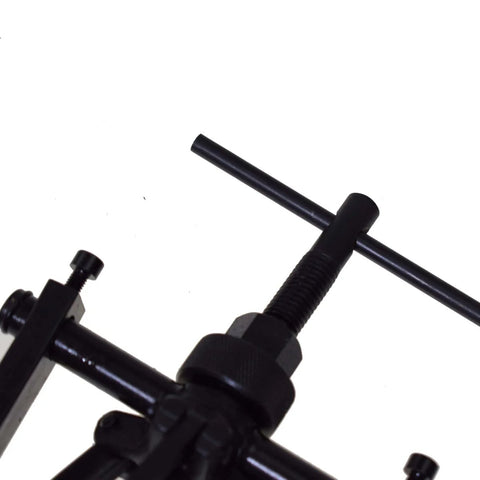 Close-up of Beefy Three Jaw Inner Bearing Puller Set With Jaw Pilot Bearing Puller Bushing Gear Extractor tool in black metal.