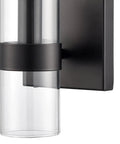 Modern Farmhouse Glass Cylinder Wall Sconce 1 Light Black Vanity Light Fixture for Bathrooms and Hallways with Slim Glass
