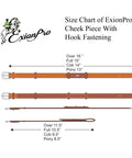 Replacement Cheek Pieces For English Horse Bridle Drop-In Hook Fastening 5/8 Inch size chart illustration