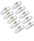 Heavy Duty Sliding Door Pulleys And Cabinet Rolling Wheels That Glide Like Butter With Quiet Double Flat Bearings For Smooth Tracks Lasts Forever Easy Home Fix 10 Piece Set in white plastic with gold bearings.