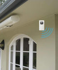 Wireless Outdoor Thermometer Sensor Replacement For SC91, wall-mounted white plastic sensor on exterior house wall