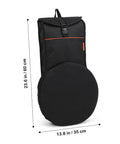 12 Inch Practice Snare Drum Bag Built Like A Tank With No Sweat Waterproof Oxford Cloth Easy Carry Adjustable Strap For Live Gig Gear Heavy Duty Portable Percussion Drums And Snare Sticks Pocket Tote Bag dimensions displayed.