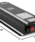 Straight Up Solid Sump Pump Battery Backup System With Automatic Power Outage Switch 1800 Watt Cs And Ul Rated compact black aluminum unit side view.