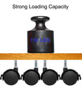 4 Pack 1.5 Inch Swivel Caster Wheels With Circlip Stem M8x20mm And Lockable Brakes shown with weight capacity display.