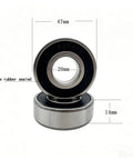 10 Pack 6204-2rs Deep Groove Ball Bearings, 20x47x14mm Double Sealed And Pre-Greased For Motors, Atvs, Lawn Mowers, Scooters Plus High Speed Gadgets Where You Need Reliable Performance Without The Drama close-up showing dimensions and rubber seals.