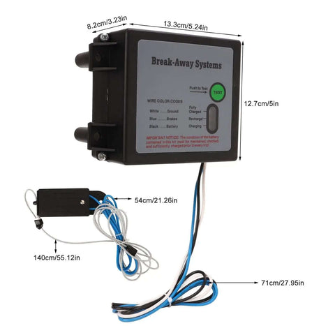 12V LED Trailer Breakaway Kit With Universal Brake Controls and Test LED Easy Install Breakaway System for safety activation