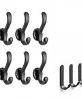6 Pack Black Aluminum Coat Hooks No Drill Heavy Duty Wall Hooks Hold 50 Lbs Rust Proof Corrosion Resistant For Bathroom Kitchen Laundry Garage Great For Mudroom Hallways Closets And Entryways, six hooks