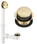 Straight Up Premium Bathtub Drain Kit With Golden Overflow Tube Assembly Touch Toe Stopper Corrosion Resistant Faceplate for Standard Baths.