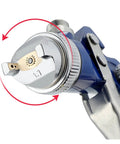 Close-up of precision nozzle on Slick Finish Handheld Airbrush Spray Gun Kit With Precision Nozzles Fine Mist Paint Sprayer.
