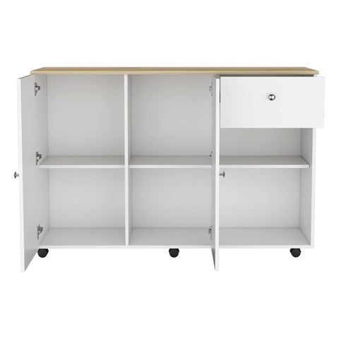 Smooth Rolling Kitchen Island With Locking Casters Ample Drawer Double Door Cabinet Shelving Towel Hook Portable Cart Dead Simple Setup Game Changer Home Multicolor
