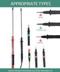 Long Reach Multimeter Probes With Sharp Insulated Tips, 155mm Stainless Steel Pins for 4 Mm Test Leads displayed in various plug types